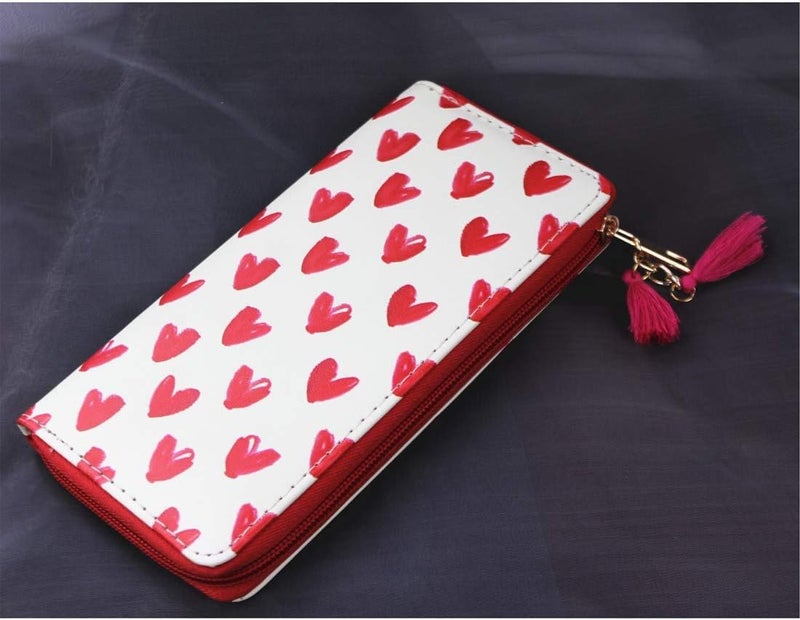 MayeBridge Timlee Cute Rainbow Unicorn Long Wallets Long Purse Red Heart Wallet For Girls Women Girls Christmas Gift(Heart Red) - Image 2